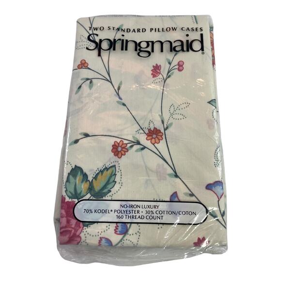 Springmaid Vintage Heritage Stencil Double Flat Fitted Standard Cases Sheet Set - Picture 4 of 6